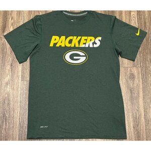 Green Bay Packers Nike Dri Fit Green Training Performance Shirt Size M EUC NFL